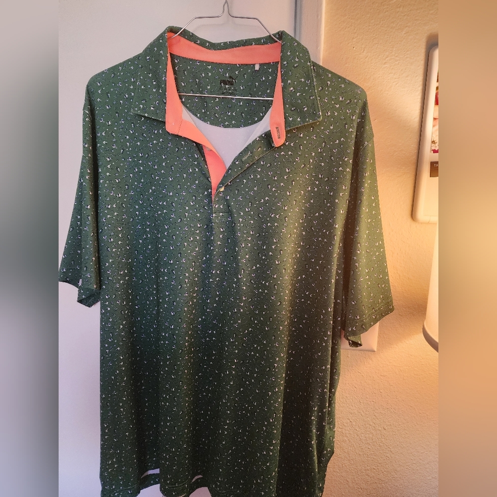 Puma The Crossings At Carlsbad Green Patterned Polo Shirt